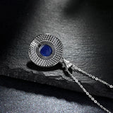 10MM Natural Kyanite Pendant Necklace 925 Sterling Silver - Vintage Necklace
