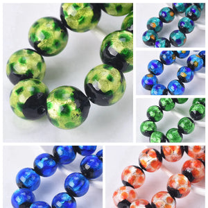12mm Foil Pattern Lampwork Glass Beads for Jewelry Making