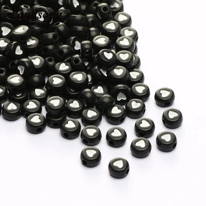 4X7MM Acrylic Heart Pattern Loose Beads for DIY Child Jewelry Making