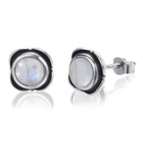 Moonstone Stud Earrings 925 Silver Party Ear Jewelry