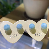 5mm Larimar Bean Studs 925 Silver Earrings