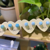 5mm Larimar Bean Studs 925 Silver Earrings