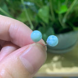 5mm Larimar Bean Studs 925 Silver Earrings