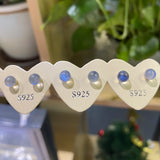 5mm Moonstone Bean Earrings 925 Sterling Silver
