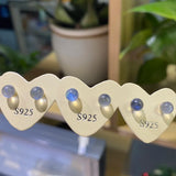 5mm Moonstone Bean Earrings 925 Sterling Silver