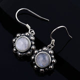 6MM Natural Moonstone Earrings 925 Sterling Silver Pendant Earrings