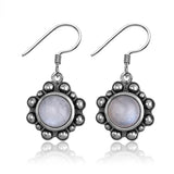 6MM Natural Moonstone Earrings 925 Sterling Silver Pendant Earrings