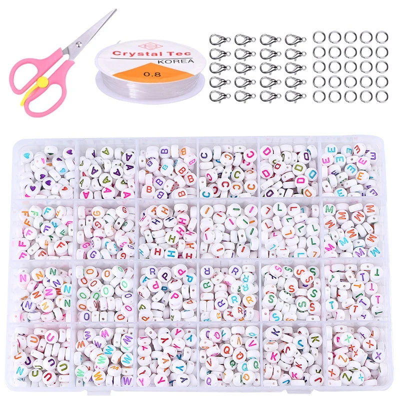Acrylic Letter Puzzle Bead Set for DIY Jewelry Making