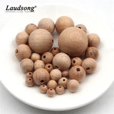 8-30MM Natural Beech Wooden Beads for DIY Jewelry Making