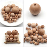 8-30MM Natural Beech Wooden Beads for DIY Jewelry Making