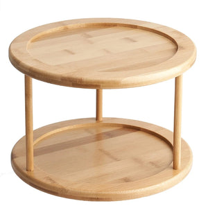 Bamboo Turntable Cabinet Organizer 2 Tier Spice Rack