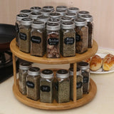 Bamboo Turntable Cabinet Organizer 2 Tier Spice Rack