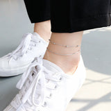 925 Silver Round Bead Anklets Double Layer Snake Bone Chain Fine Jewelry