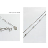 925 Silver Round Bead Anklets for Women Double Layer Snake Bone Chain