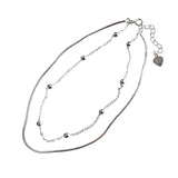 925 Silver Round Bead Anklets Double Layer Snake Bone Chain Fine Jewelry