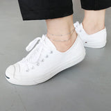 925 Silver Round Bead Anklets Double Layer Snake Bone Chain Fine Jewelry