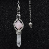 Pink Crystal Merkaba Dowsing Pendulum Quartz Reiki Healing Pendant