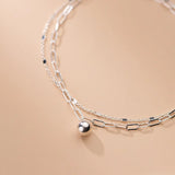 Silver Chain Anklets 925 100% On the Leg Foot Jewelry Double Layer Chain