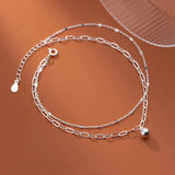 Silver Chain Anklets 925 100% On the Leg Foot Jewelry Double Layer Chain