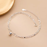 Silver Chain Anklets 925 100% On the Leg Foot Jewelry Double Layer Chain