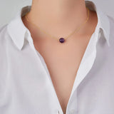 Round Beads Pendant Necklace Natural Gemstone Crystal Necklace