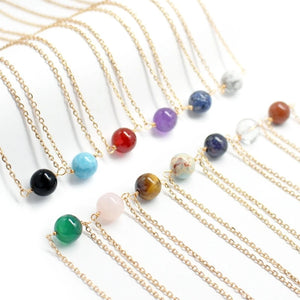 Round Beads Pendant Necklace Natural Gemstone Crystal Necklace