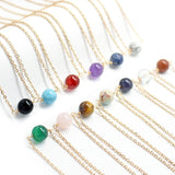Round Beads Pendant Necklace Natural Gemstone Crystal Necklace