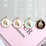 40pcs Round Alloy Charms 22*26mm Enamel Jewelry DIY Earrings Necklace Pendants