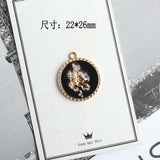 40pcs Round Alloy Charms 22*26mm Enamel Jewelry DIY Earrings Necklace Pendants