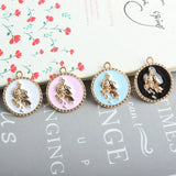 40pcs Round Alloy Charms 22*26mm Enamel Jewelry DIY Earrings Necklace Pendants