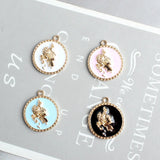 40pcs Round Alloy Charms 22*26mm Enamel Jewelry DIY Earrings Necklace Pendants