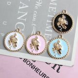 40pcs Round Alloy Charms 22*26mm Enamel Jewelry DIY Earrings Necklace Pendants