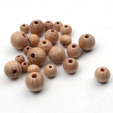 Round Beech Wood Beads 8-30mm Natural Spacer Beads for DIY Jewelry Making