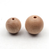 Round Beech Wood Beads 8-30mm Natural Spacer Beads for DIY Jewelry Making