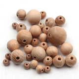 Round Beech Wood Beads 8-30mm Natural Spacer Beads for DIY Jewelry Making