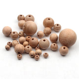 Round Beech Wood Beads 8-30mm Natural Spacer Beads for DIY Jewelry Making