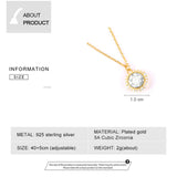 Round CZ Stone Pendant Necklaces 925 Silver Clavicle Necklaces