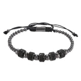 Round CZ Zircon Pave Tube Charm Spacer Braiding Bracelet Men Copper Beaded