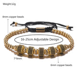 Round CZ Zircon Pave Tube Charm Spacer Braiding Bracelet Men Copper Beaded