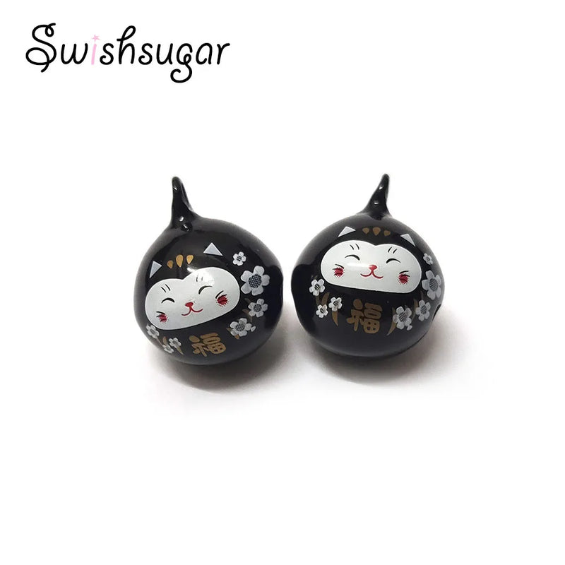Lucky Cat Flower Jingle Bell Charms for Bracelet Necklace