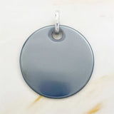 Round Pearl Stone Disc Pendant 925 Sterling Silver Gift For Women Girls