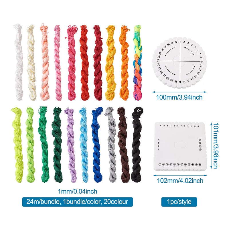 Braided Rope Knot Jewelry Board with Nylon Cord Thread for DIY Bracelet
