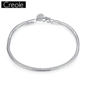 925 Sterling Silver Snake Bracelet for Women, Trendy Round Design