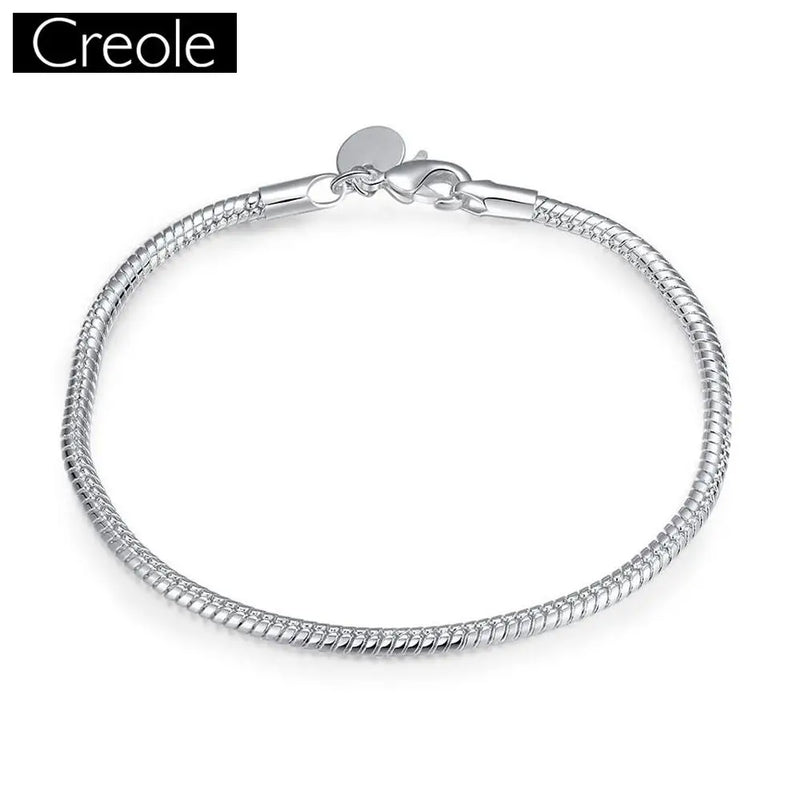 925 Sterling Silver Snake Bracelet for Women, Trendy Round Design