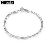 925 Sterling Silver Snake Bracelet for Women, Trendy Round Design