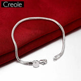 925 Sterling Silver Snake Bracelet for Women, Trendy Round Design