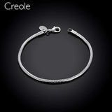 925 Sterling Silver Snake Bracelet for Women, Trendy Round Design