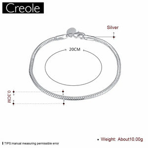925 Sterling Silver Snake Bracelet for Women, Trendy Round Design