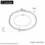 925 Sterling Silver Snake Bracelet for Women, Trendy Round Design