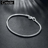 925 Sterling Silver Snake Bracelet for Women, Trendy Round Design
